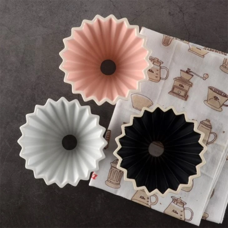 3 Colors Ceramics Origami Sytle V60 Filter Cup Coffee Dripper 1-2cups For Barista